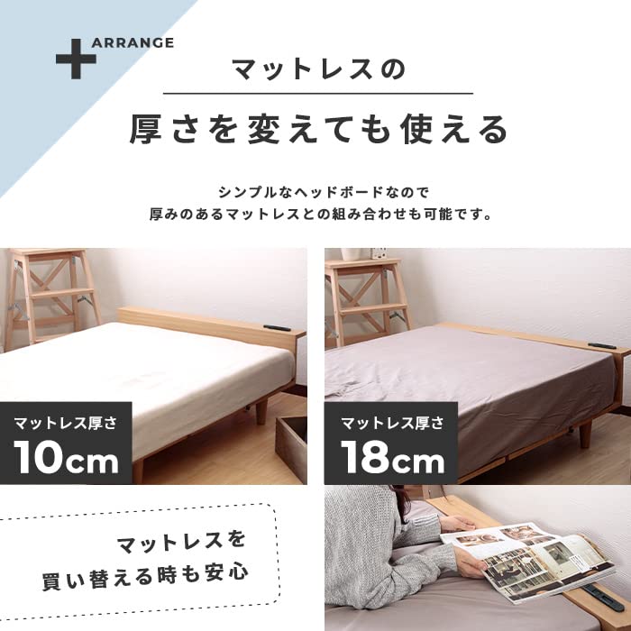 Amazon.co.jp: ビックスリー ローベッド 棚付き コンセント USBポート