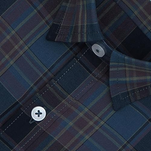 Image of GHPC 100% Cotton Checkered Half Sleeves Regular Fit Formal Shirt for Men