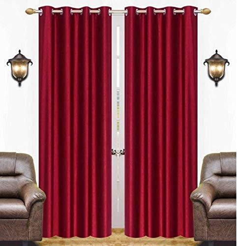 GenericJK Creation Designs Room Darkening Polyester Plain Long Crush Maroon Window Curtains Set of 2||5ft