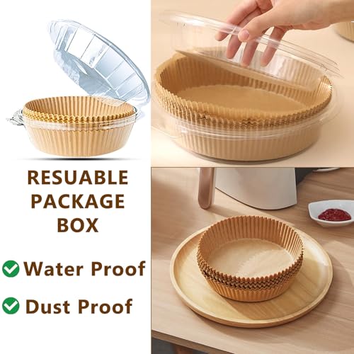Image of 200pcs Air Fryer Disposable Paper Liner, Non-Stick Disposable Air Fryer Parchment Paper Liners, Baking Paper for Air Fryer Oil-Proof, Water-Proof, Food Grade Parchment(6.3 inch in Bottom, 8 inch on top)