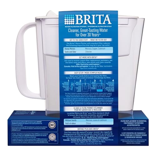 Brita Water Filter Pitcher for Tap and Drinking Water with 1 Standard Filter, Lasts 2 Months, 6-Cup Capacity, BPA Free, White - image 9