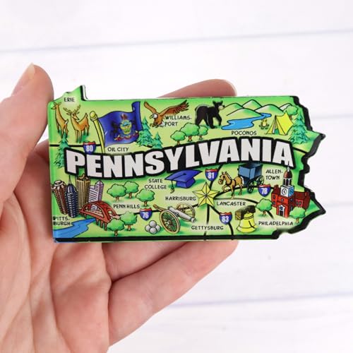 Imán acrílico decorativo en forma de Pennsylvania miniatura 3