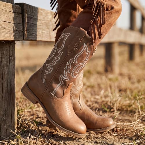Image of Motasha Girls Cowgirl Boots Unisex-Child Mid Calf Glitter Toddler Cowboy Boot Little Big Kids Western Riding Shoes