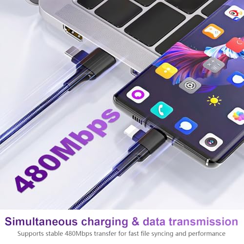 Image of Verilux 4-in-1 Type C Cable 6.6Ft /2M, PD 66W Type C Cable Fast Charging with 480Mbps Data Speed, Nylon Braid USB-A & USB-C to Lighting & USB-C for iPhone17 /16 /15, Galaxy S26 /S25 /S24