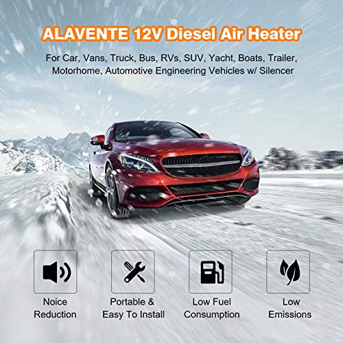 ALAVENTE Diesel Air Heater, All In 1 LCD Monitor Air Outlet Diesel Heater 5KW 12V Vehicle Heater for Car, Vans, Truck, RV, Boats, Trailer, Motorhome, Caravan