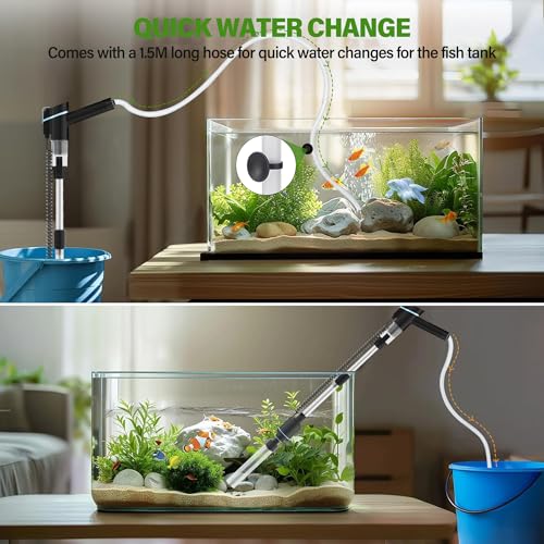 Image of SPOWAY Aquarium Vacuum Gravel Cleaner,24W Electric Fish Tank Cleaning Tools,Multifunctional Fish Tank Gravel Cleaner Vacuum for Water Changer Wash Sand Circulation (Black)