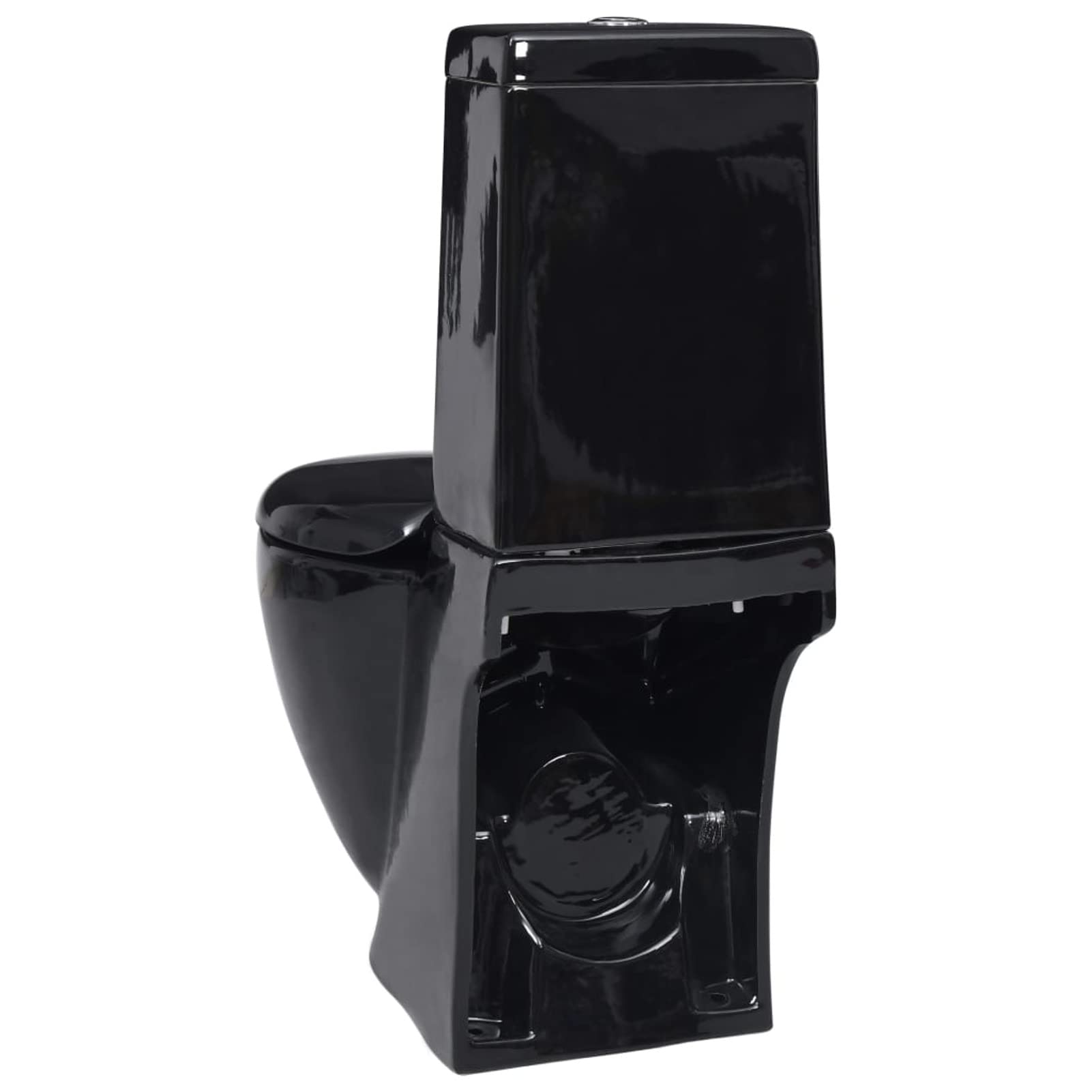 Tidyard Inodoro de cerámica 39 x 66 x 84 cm (largo x ancho x alto) para cuarto de baño, redondo, salida vertical, mecanismo de cierre suave, asiento de inodoro, asiento de inodoro con descenso