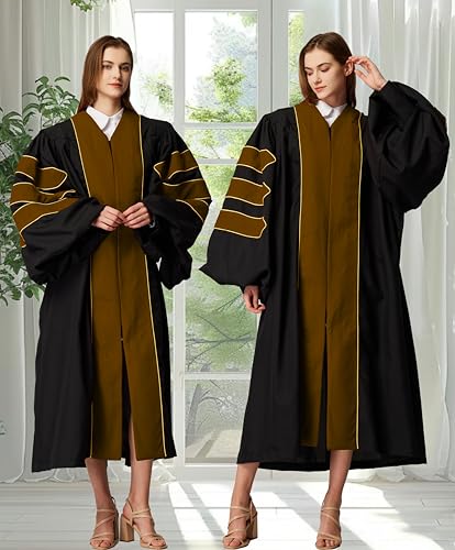 Image of MyGradDay Unisex Deluxe Graduation Doctorate Robe with Gold Piping Available for Customization