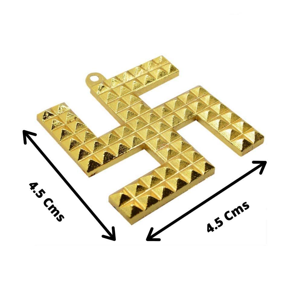 Denique Metal Indian Traditional Swastik Pyramid Vastu Yantra for Energy and Positive Vibrations-2 Inches,Gold Color,1 Pieace 2