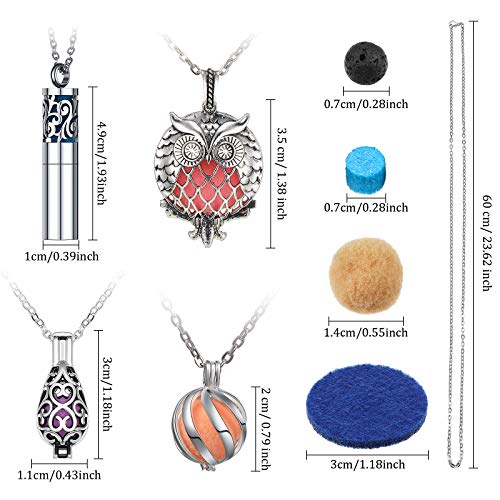 6 Pieces Essential Oil Diffuser Necklace Aromatherapy Locket Pendant Necklace Stainless Steel Necklace Jewelry Accessories with 60 Pieces Refill Pads and Balls for Women and Girls - Image 3