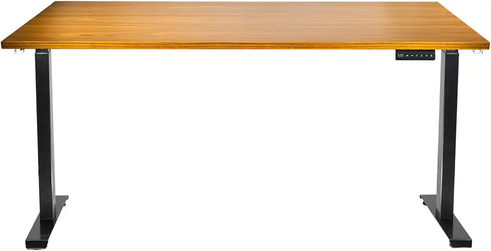 Mesa Preta Elevate 320 Elétrica com Altura Ajustável, 74-122cm, Tampo MDF, 2 Motores, Visor Digital, 3 Memórias, Bivolt (Louro Freijó, 140x70cm)