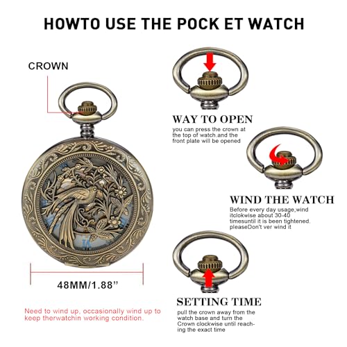 Reloj de bolsillo de dial digital romano Tiong con movimiento mecánico tradicional 6