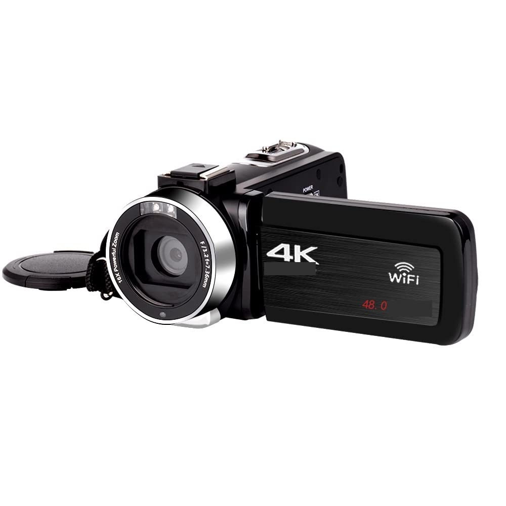CVFRDD 4K UHD Digital Video Camera For Vlog 18X Camcorder Live Streaming Camera Rotate LCD Touch Screen 48MP Recorder(64G SD Card,Standard)