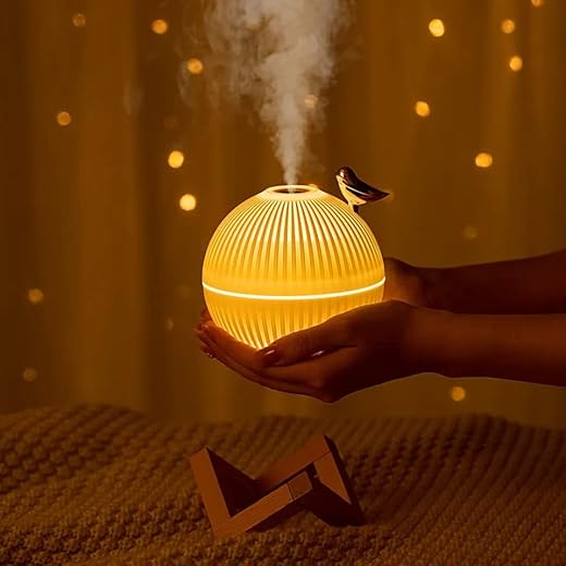 T TOPLINE Humidifier Guangdong 330ML Cool Mist Humidifiers USB Mini Air Moon Lamp Light Wood Base Humidifier with 3 led light