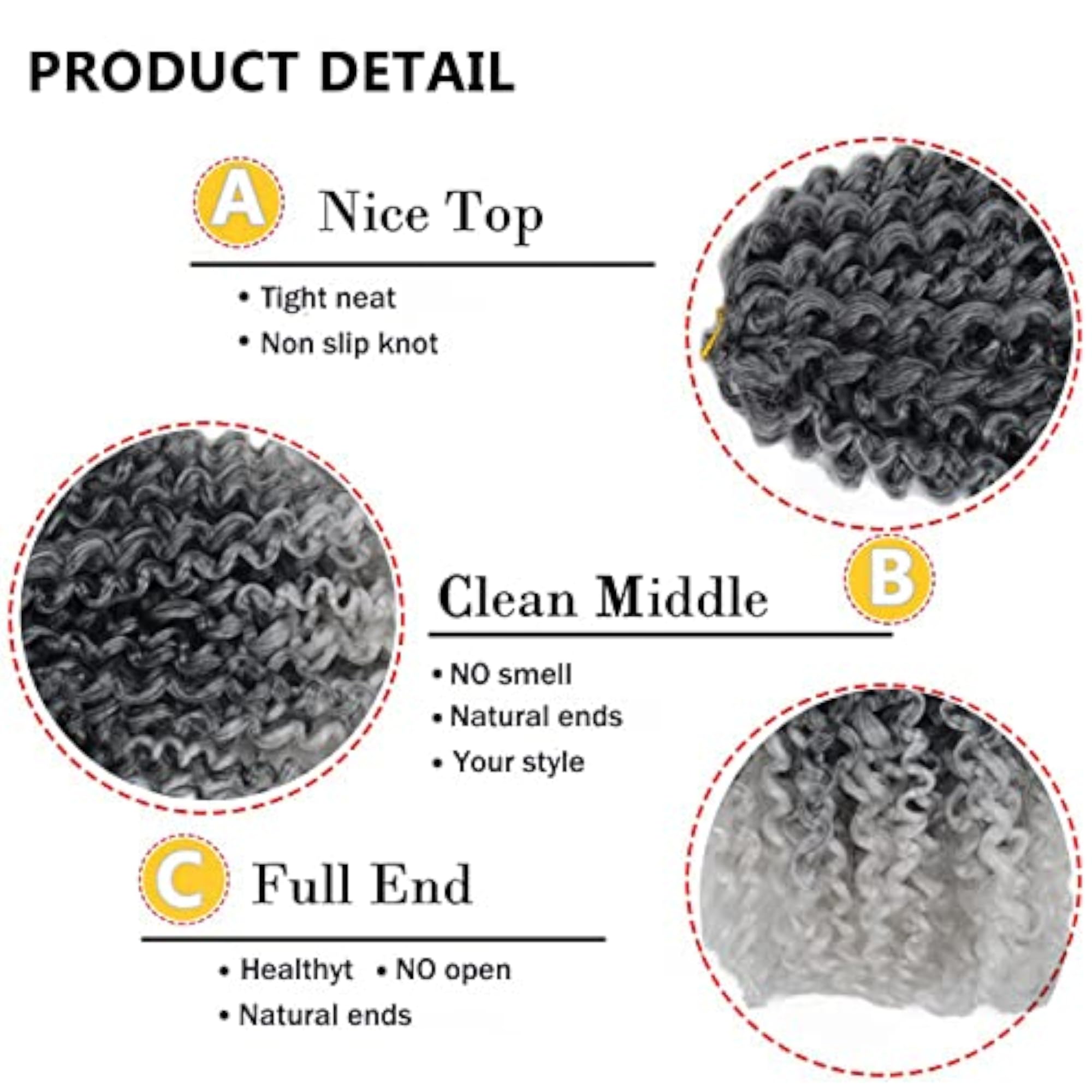 8 Inch Ombre Gray Braiding Hair Extensions, 3 Packs