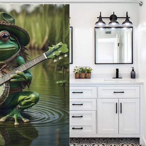 Rideau de douche grenouille anti-moisissure facile à installer 72x72