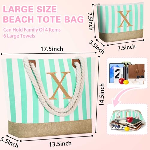 Image of GhvyenntteS Personalized Tote Bags for Women - Large Beach Bag & Makeup Bag, Birthday Gifts for Women Bridal Wife Mom Grandma Teacher Friend