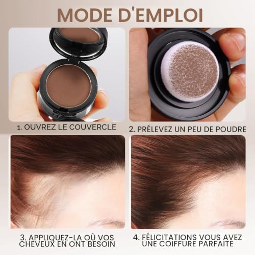 Retouche Racines Cheveux, 4g Poudre de Racine de Cheveux, Poudre capillaire, Densificateur de cheveux, Hairline Cover Up Powder pour Homme et Femme (Brun clair) – vue 7
