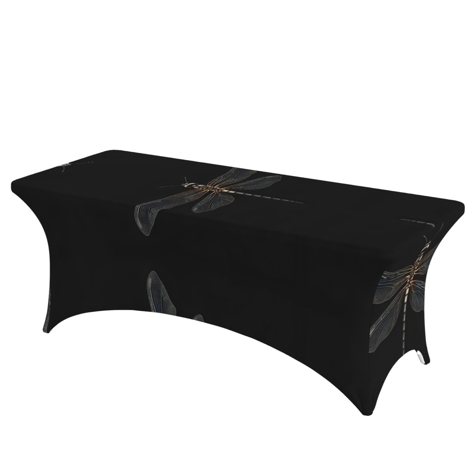 Housse de table extensible rectangulaire noire anti-pli pour fête 1,8m