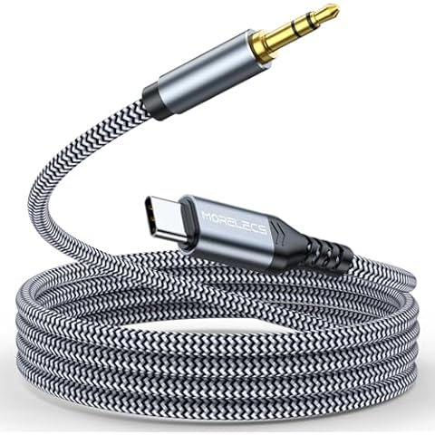 MORELECS Aux to USB C, Aux Cord to USB C 3.3ft, Type C to Aux Headphone Male Cord Car Aux Cable Compatible with iPhone 16 15/15Plus/Pro/Pro Max, Galaxy S24/23 iPad Pro Air Pixel Cover