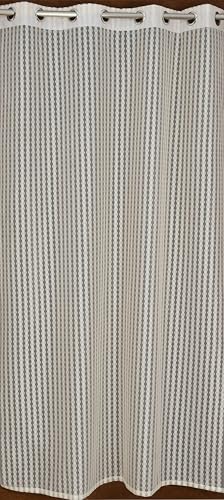 Image of FAB CASTLE Premium Sheer Net Curtain for Window 5 Feet | Transparent Net Fabric with Geometric Design | Pack of 1, Cream