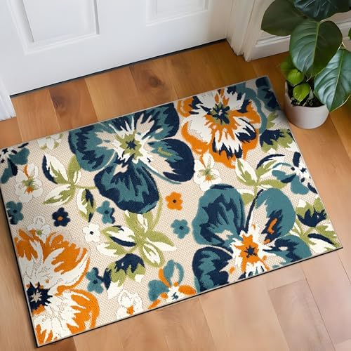 Rugshop Multi Bergamo Floral Indoor/Outdoor Accent Rug Machine Wa...