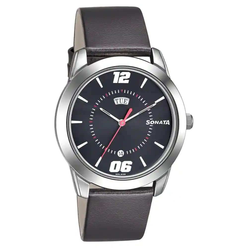 Sonata RPM Quartz Analog with Day and Date Black Dial Leather Strap Watch for Men-NR7924SL14 (B0BS3N2R8N) Amazon Price History, Amazon Price Tracker