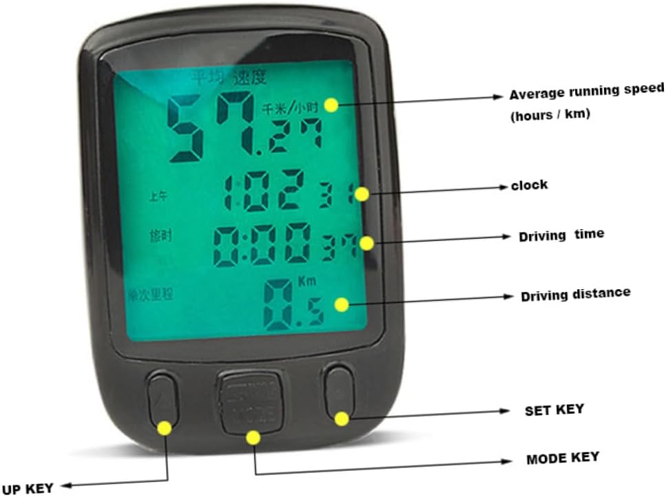 Yardwe Wired Mountain Bike Speedometer Cycle Computer with LCD Display Odometer for Road Cycling Hiking and Outdoor Adventure Easy Install Compatible with Folding Bikes