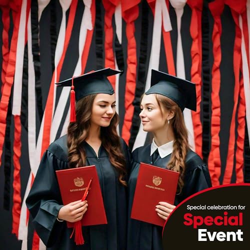 Image of 8 Red Black White Streamers, 656ft Pack of Crepe Paper Party Decorations