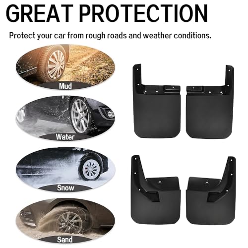 Image of JSCARLIFE Mud Flaps for 2018-2024 J-eep Wrangler JL | No-Drill Splash Guards | Front & Rear Set | Black PP Plastic | Protects Against Mud, Rocks & Road Debris
