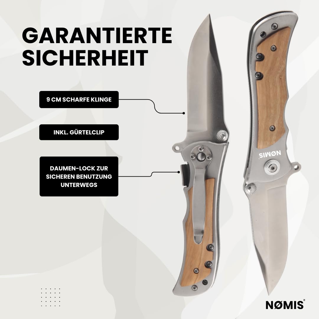 NØMIS Klappmesser | Outdoor Messer Survival | Taschenmesser Klappmesser mit Messerscheide | Edelstahl Jagdmesser Angelmesser | Schnitzmesser Bushcraft Messer | Einhandmesser