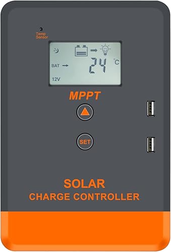 Miniatura 6 de Controlador de carga solar MPPT de 10 A regulador de panel solar de 12 voltios controlador inteligente solar con pantalla LCD digital carga SOC para