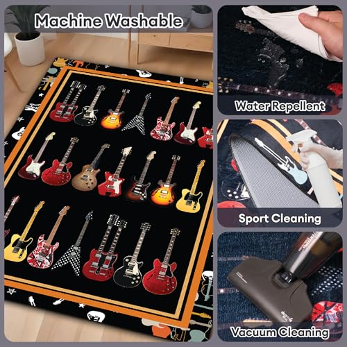 Tapete decorativo guitarra 5x7 pies diseño Rock miniatura 5