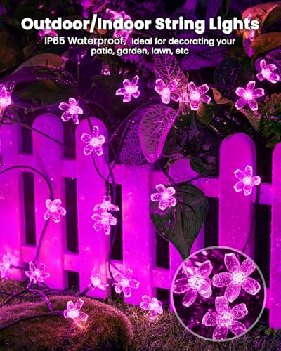 Brightown 60 LED Flower Solar String Lights Outdoor Waterproof Fairy Lights for Garden Yard Fence Patio Party Christmas Tree Wedding - Image 5