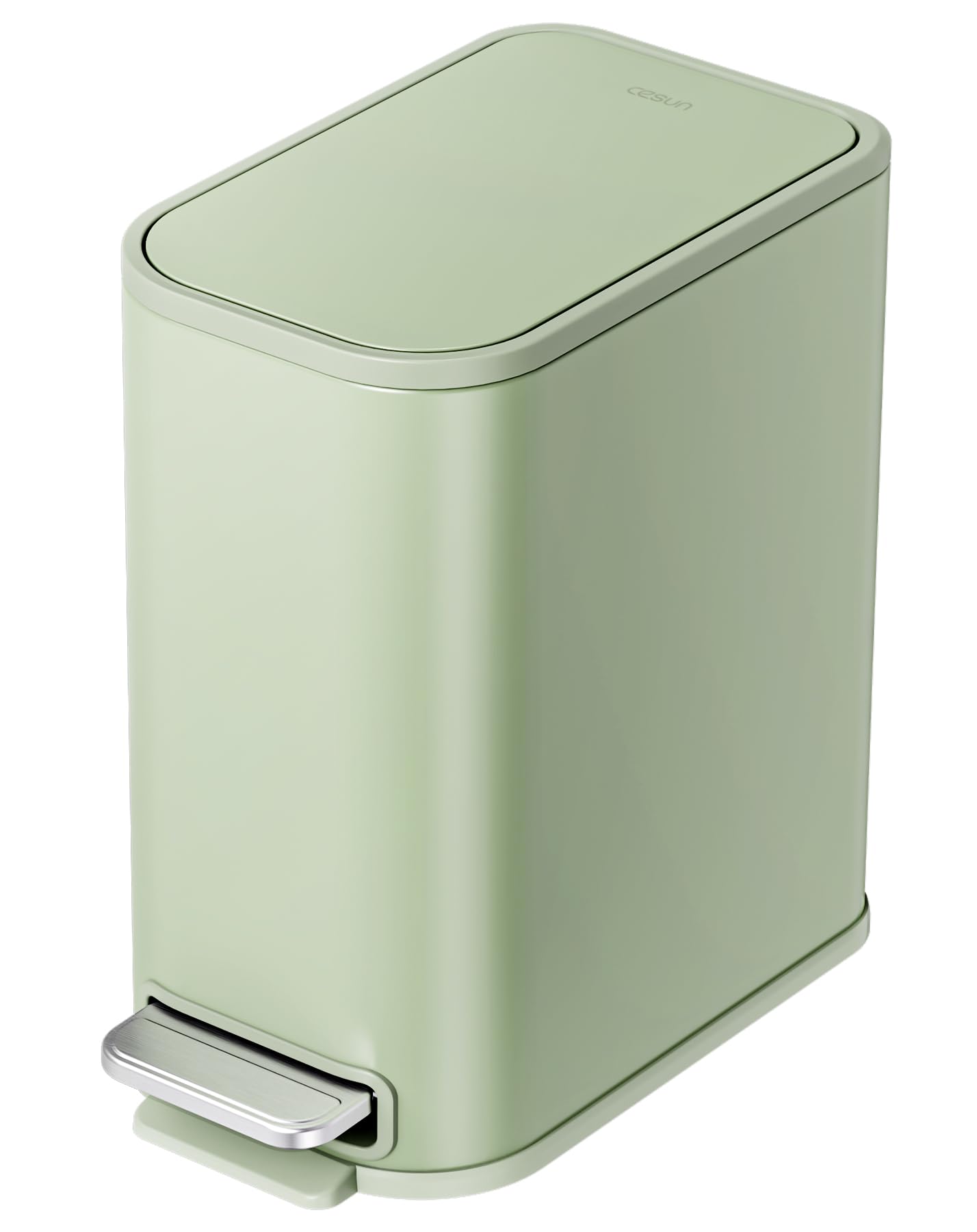 Cesun Kleiner Badezimmer-Mülleimer mit Deckel, Absenkautomatik und Pedal, 3 l, Grün