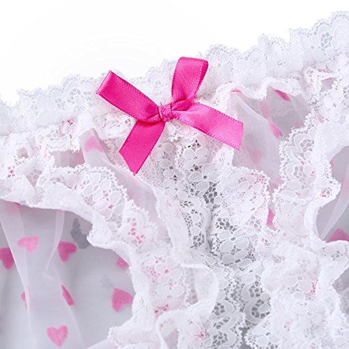 Mens Sexy Mesh Sheer Seamless Breathable Bikini Briefs Heart Printed Ruffled Trim Crossdress Panties Underwear4