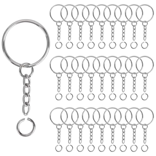 120PCS Keychain Making Supplies 60PCS Key Chain Rings with Chain and 60PCS Jump Rings Keychains Bulk Rings Making Kit for Crafts