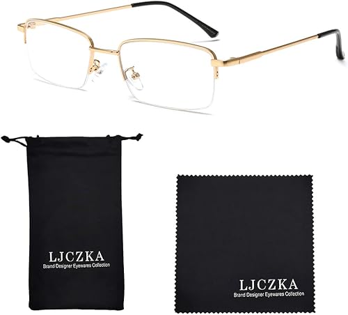 Miniatura 6 de LJCZKA Gafas de bloqueo de luz azul sin montura para mujeres y hombres, lentes rectangulares frescos para computadora de negocios