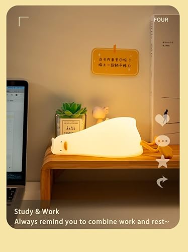 Miniatura 3 de ATSUI Luz nocturna de pato, lámpara LED de noche de animales, silicona de grado alimenticio, 3 niveles regulables, recargable, luz nocturna para