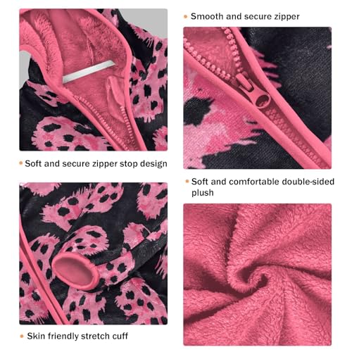 Pink Blocks Black Spotted Girls Fleece Jacket Girls Fall Jacket Girl Coats Zip Up Hoodie Children Sherpa Warm Outerwear 2-10T3