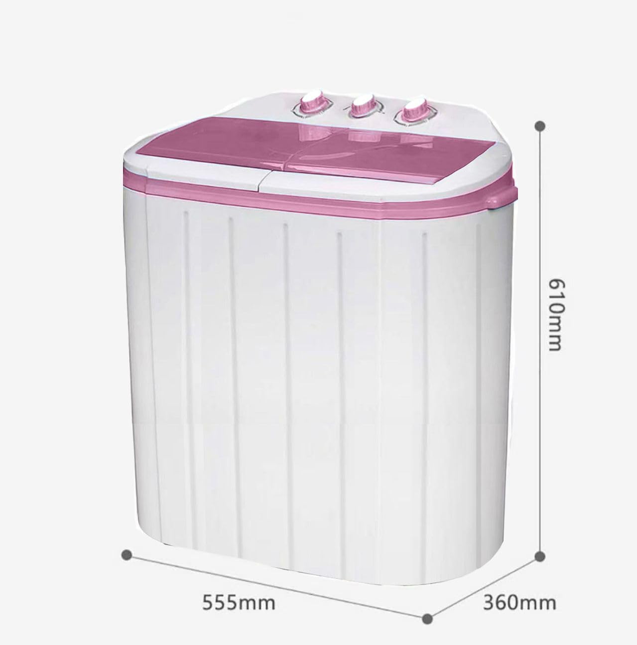 Portable Twin Tub Washing Machine and Dryer 5 KG (3 KG Wash 2 KG Dryer) Electric Mini Washer RV Travel Camping Spin Cycle Dryer Combo Pink/White New — view 2