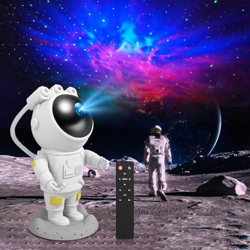 Hauibela LED Astronaut Galaxy Projektor Nachtlicht, Sternenprojektor mit Nebel, Timer und...