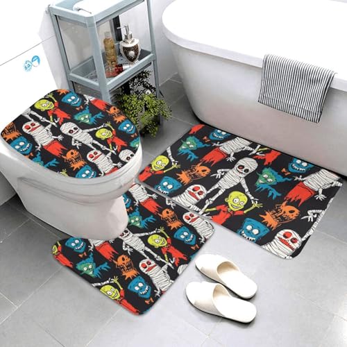 Tapis de contour de toilette absorbant imprimé abstrait avec dossier antidérapant