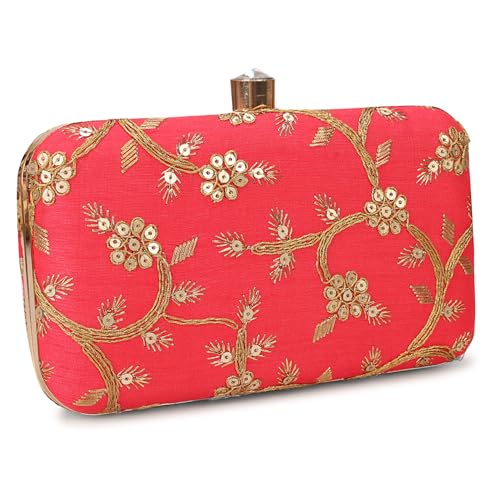Image of LONGING TO BUY Hand Crafted Designer Box Clutch - Zari Embroidery For Women