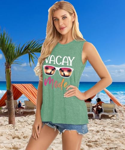 Image of Vacay Mode T Shirts for Women Summer Beach Hawaii Vacation Short Sleeve Tops Holiday Cruise Getaway T Shirts