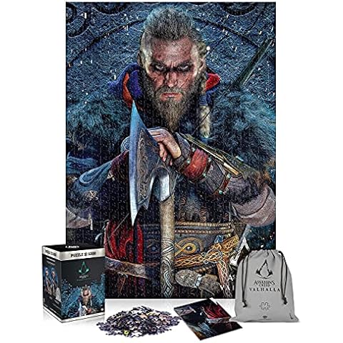 Assassin's Creed Valhalla Eivor | 1000 Piece Jigsaw Puzzle | includes Poster and Bag | 68 x 48 | for Adults & Kids Age 14 Years And Up | perfect for Christmas and Birthday Present | Game-Artwork Cover