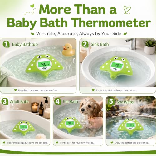 Image of Baby Bath Thermometer, Floating Digital Water Thermometer with 3-Color Backlit Temperature Alert, BPA-Free Waterproof Bath Toy, Accurate LCD Display for Infant, Toddler, Kids & Pets
