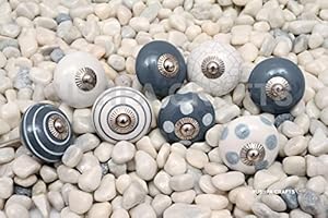 Pushpacrafts Keramik Schrankknöpfe Grau Weiß 8er-Set