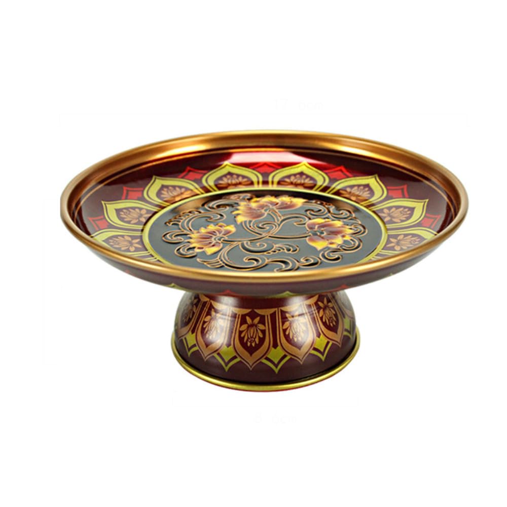 Vassoio per offerte di frutta, Piatto cinese in metallo da 17,6 cm, forniture buddiste