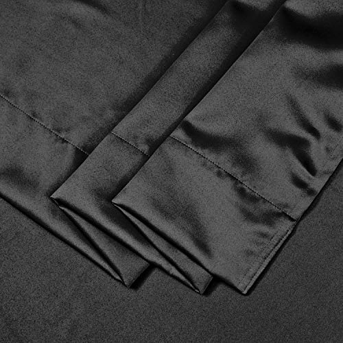 Image of Amazon Brand - Solimo Room Darkening Blackout Door Curtain, 7 Feet, Set of 2 (Black), Eyelet, Solid